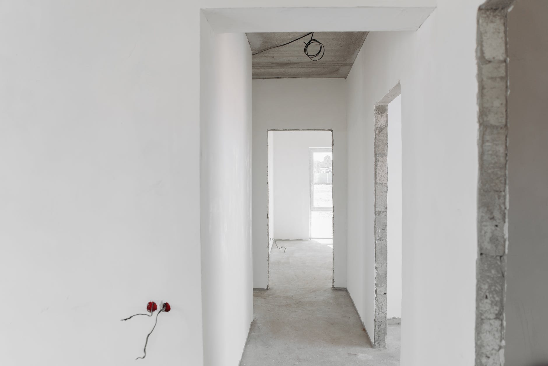 interior of unfinished building with white paint